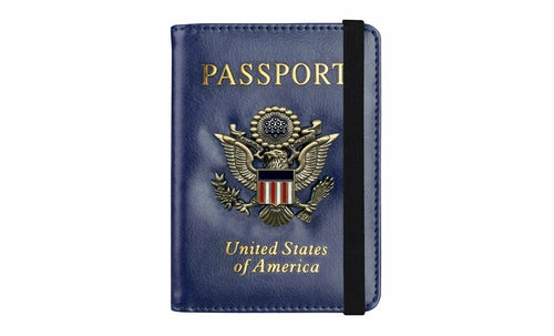 RFID Blocking Leather Passport Wallet With Vaccination Card Slot &