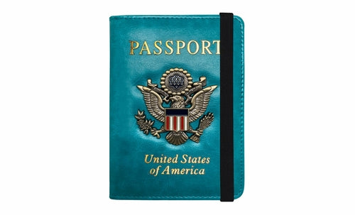 RFID Blocking Leather Passport Wallet With Vaccination Card Slot &