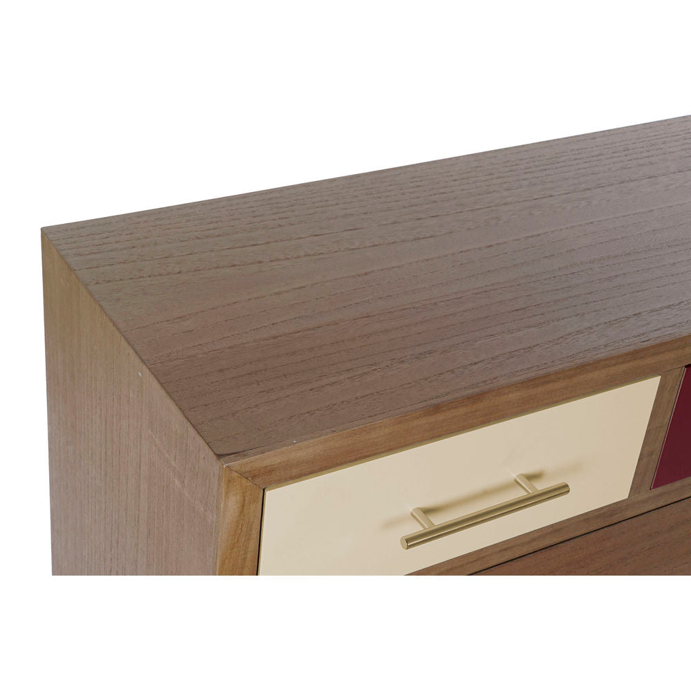 Chest of drawers DKD Home Decor Natural Metal Cream Maroon Paolownia