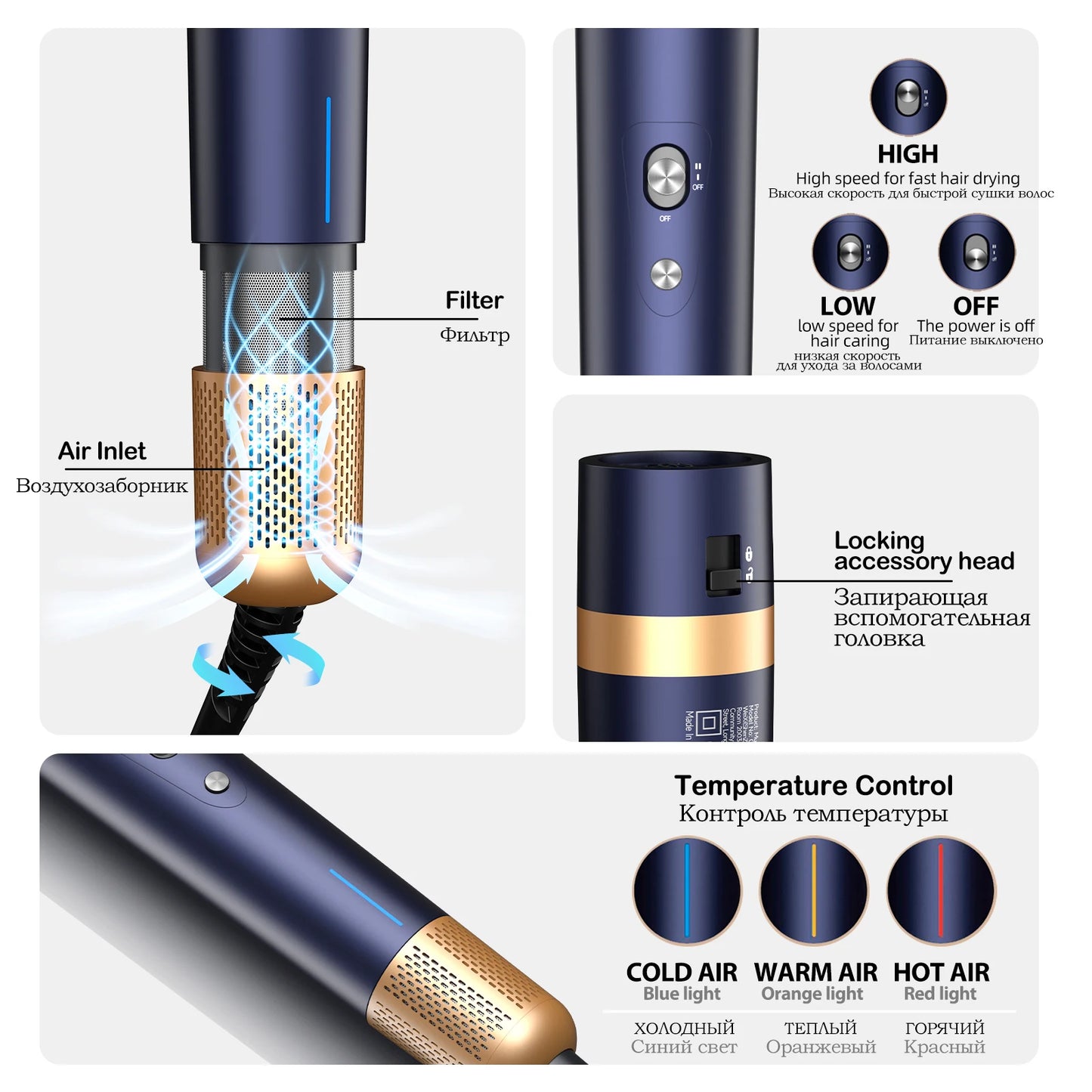 Negative Ion Hair Dryer 6-in-1 Multi-Styler & Waver Styler Hair Curler