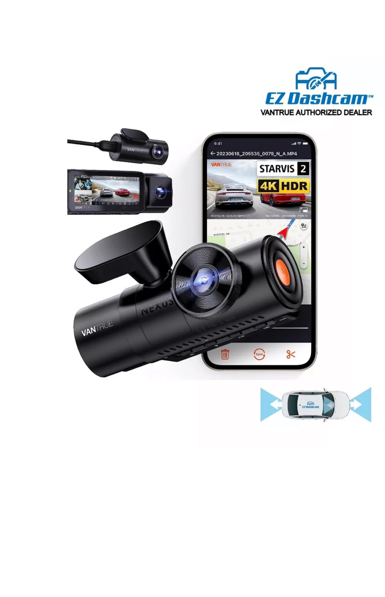 Vantrue N4 Pro 4K 3-CH Dash Cam | GPS | WiFi | Voice Control | Authorized Dealer