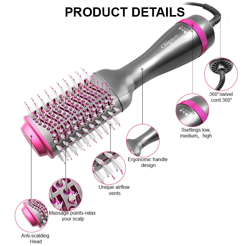 One Step Hair Dryer and Volumizer 1000W Rotating Hot Air Brush