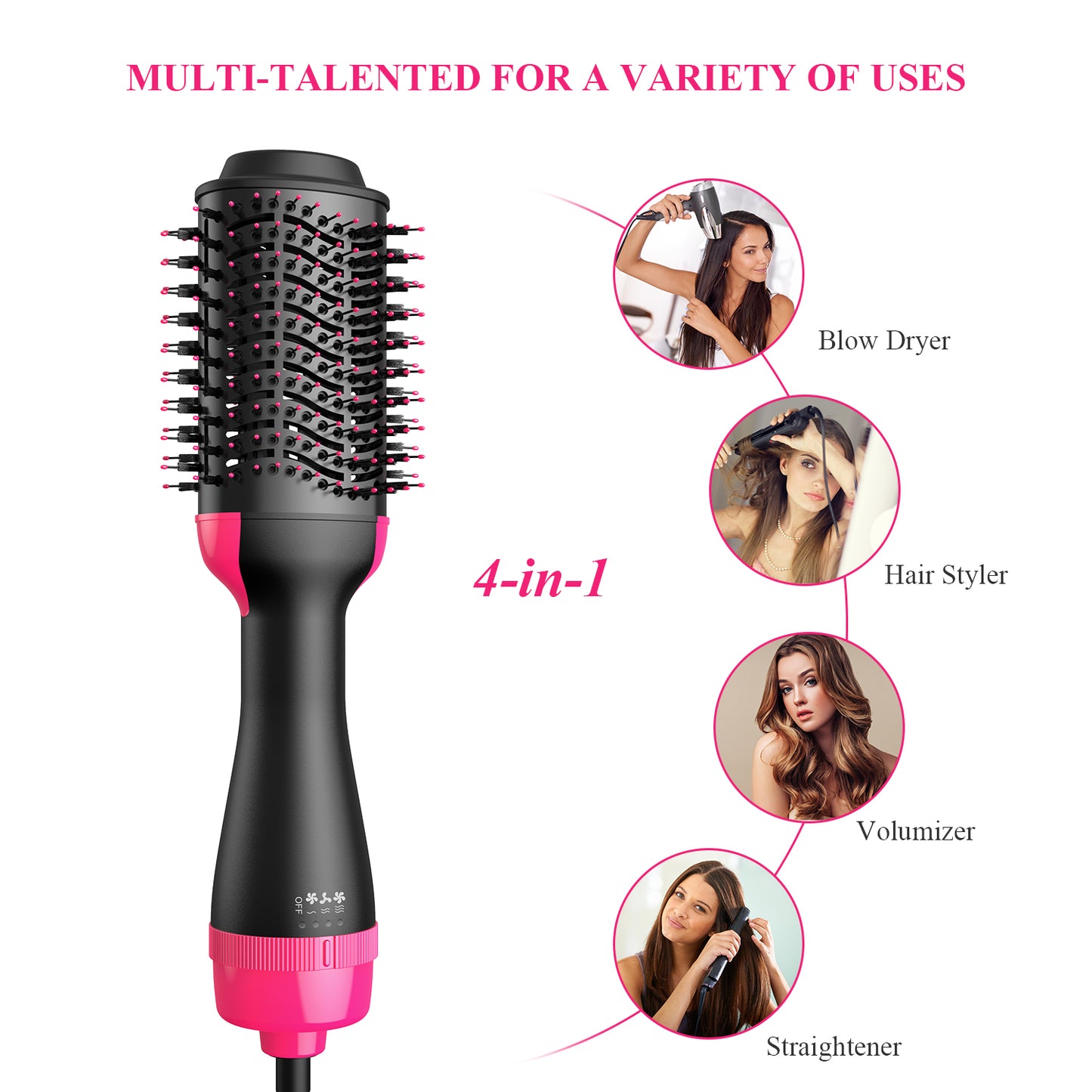 Hot Air Brush Multi-function Hair Dryer Straightener Curler Comb One