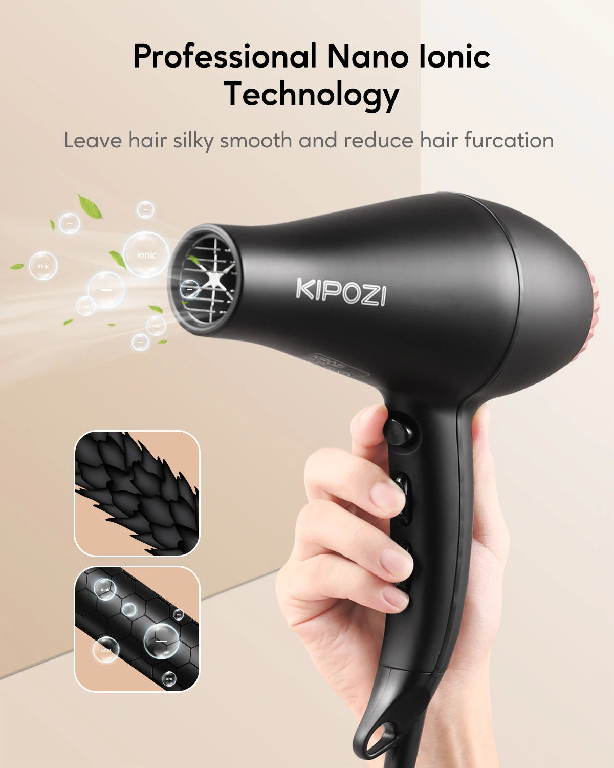 KIPOZI Professional 2200W Hair Dryers, Negative Ionic Blow Dryer with