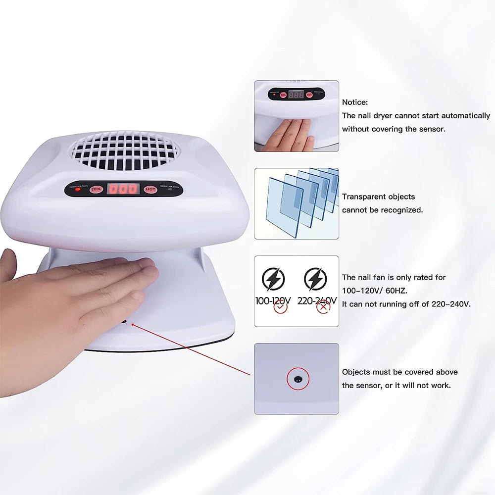 LINMANDA Air Nail Art Dryer With Automatic Sensor 300W Timing Warm