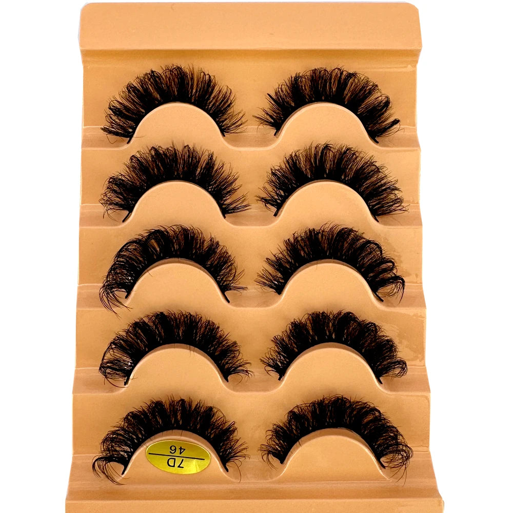 Cat Eye Eyelashes 3D Natural False Lashes D Curl Fluffy Soft Cross 5