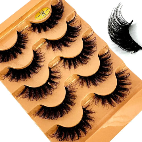 Cat Eye Eyelashes 3D Natural False Lashes D Curl Fluffy Soft Cross 5