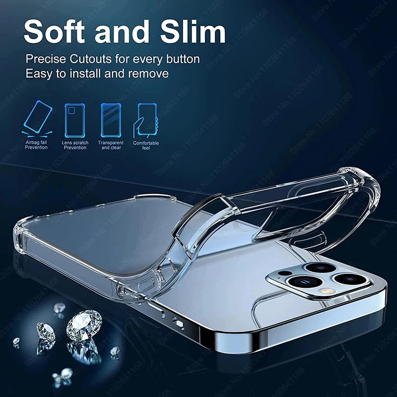 Luxury Shockproof Clear Phone Cases For iPhone 16 15 14 13 12 11 Pro
