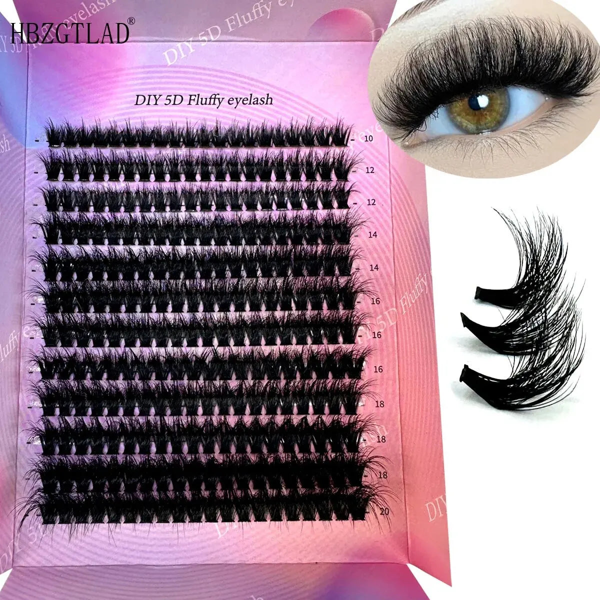 240Ps DIY 5D Fluffy Lash Clusters 100D Thick Eyelash Clusters CC Curl