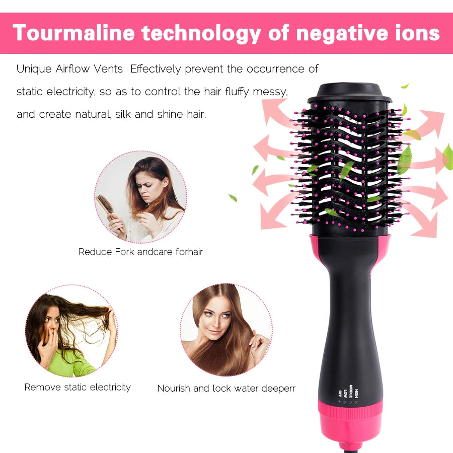 Hair Dryer Brush 3-In-1 Round Hot Air Spin Brush For Styling Frizz