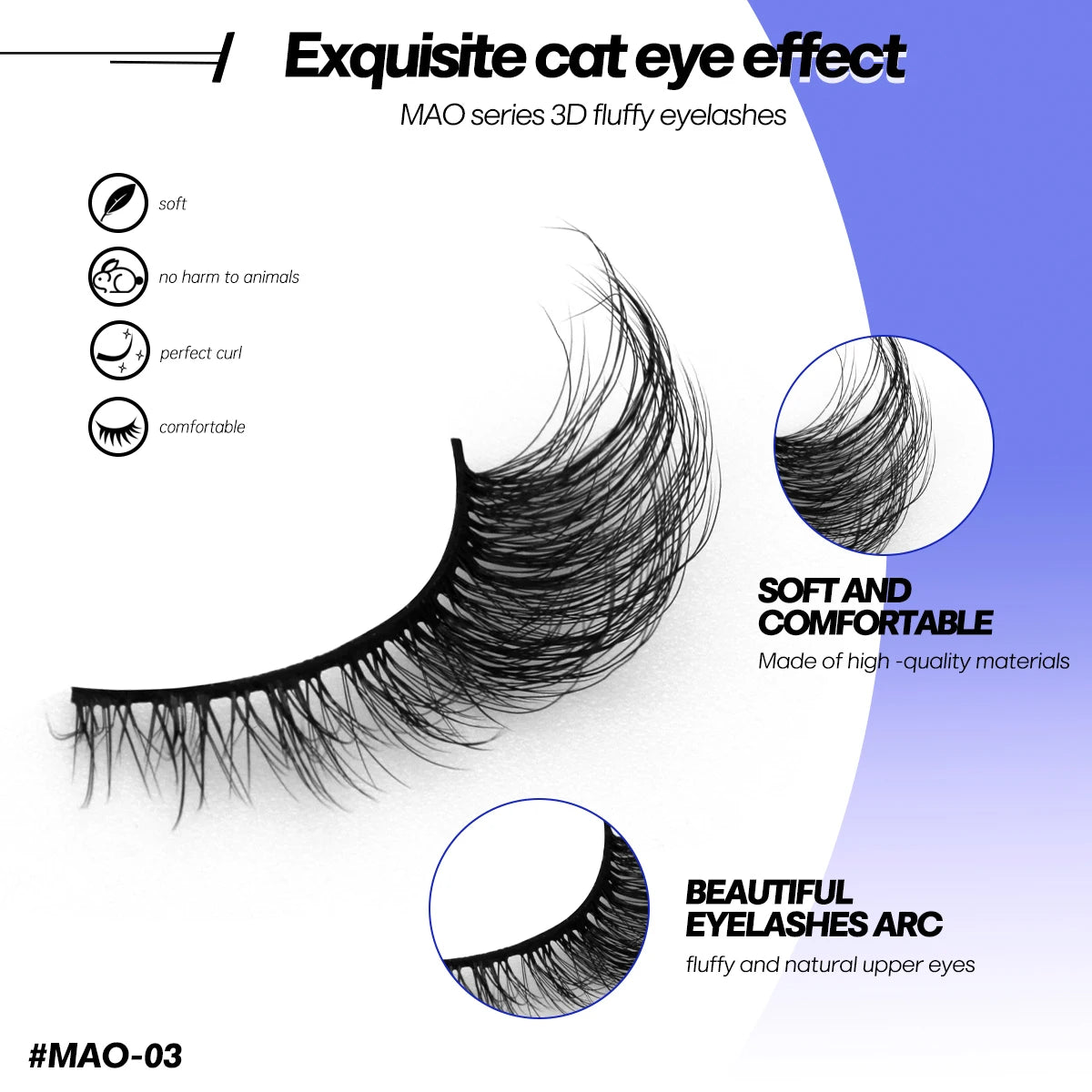 GROINNEYA 5 pairs Cat Eye Eyelashes Natural False Lashes Fluffy Soft