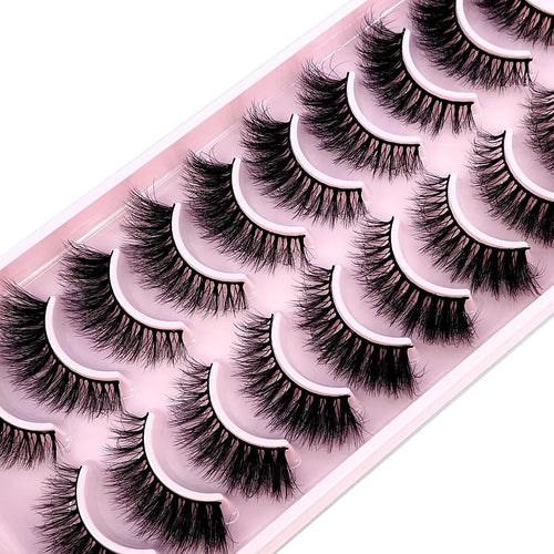 HBZGTLAD 10Pairs 3D Faux Mink Hair False Eyelashes Natural Messy