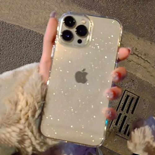 Luxury Bling Glitter Clear Phone Case For iPhone 16 15 14 13 12 11 Pro