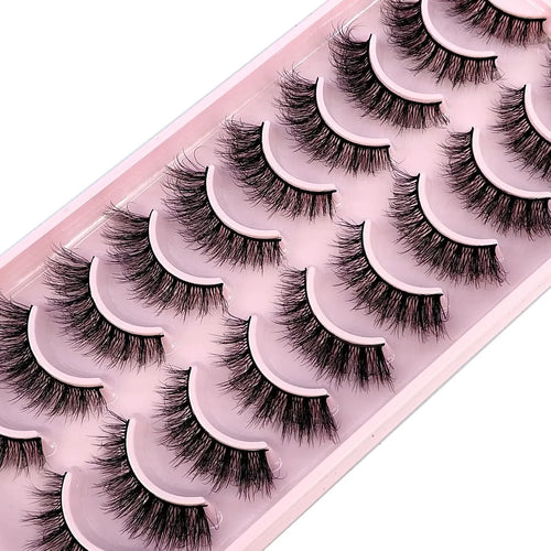HBZGTLAD 10Pairs 3D Faux Mink Hair False Eyelashes Natural Messy