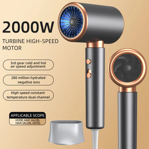 Ionic Hair Dryer High Speed Motor Blow Drier 2000W Hairdryer Negative