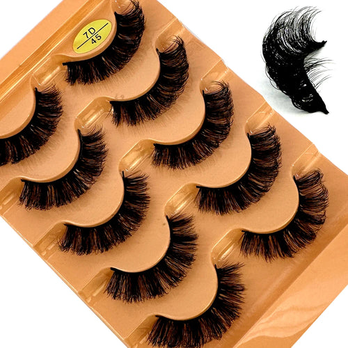Cat Eye Eyelashes 3D Natural False Lashes D Curl Fluffy Soft Cross 5