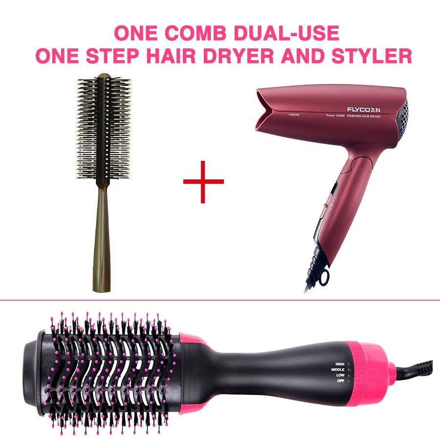 Hair Dryer Brush 3-In-1 Round Hot Air Spin Brush For Styling Frizz