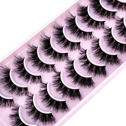 HBZGTLAD 10Pairs 3D Faux Mink Hair False Eyelashes Natural Messy