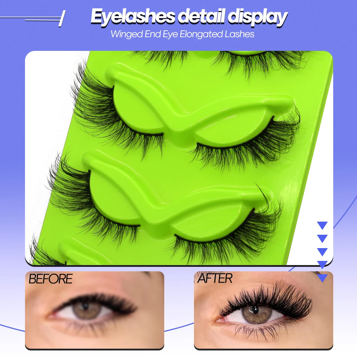 GROINNEYA 5 pairs Cat Eye Eyelashes Natural False Lashes Fluffy Soft