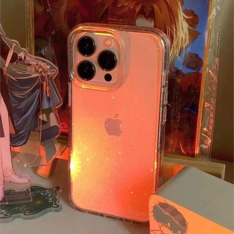 Luxury Bling Glitter Clear Phone Case For iPhone 16 15 14 13 12 11 Pro