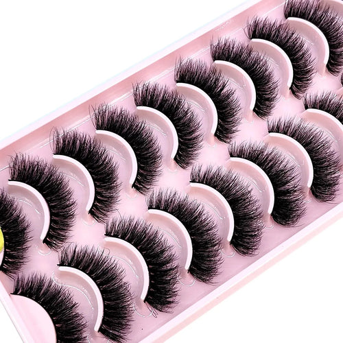HBZGTLAD 10Pairs 3D Faux Mink Hair False Eyelashes Natural Messy