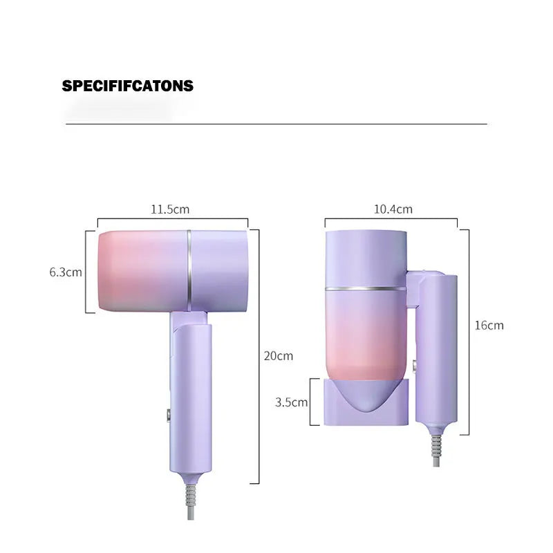 MIni Folding Hairdryer 220V-240V 750W with Carrying Bag Hot Air Anion