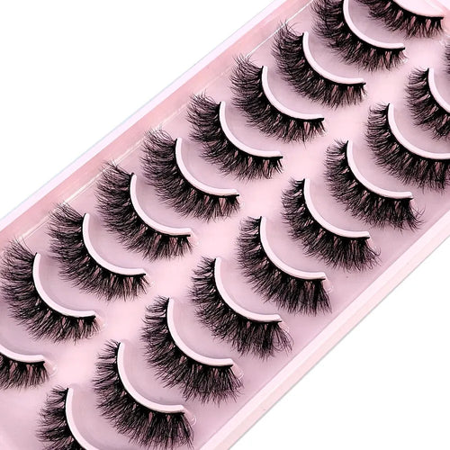 HBZGTLAD 10Pairs 3D Faux Mink Hair False Eyelashes Natural Messy