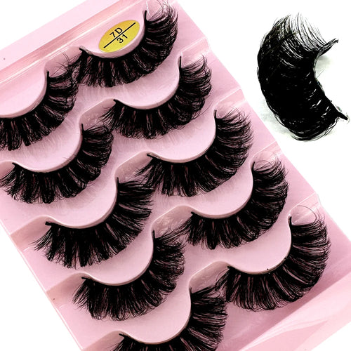 Cat Eye Eyelashes 3D Natural False Lashes D Curl Fluffy Soft Cross 5