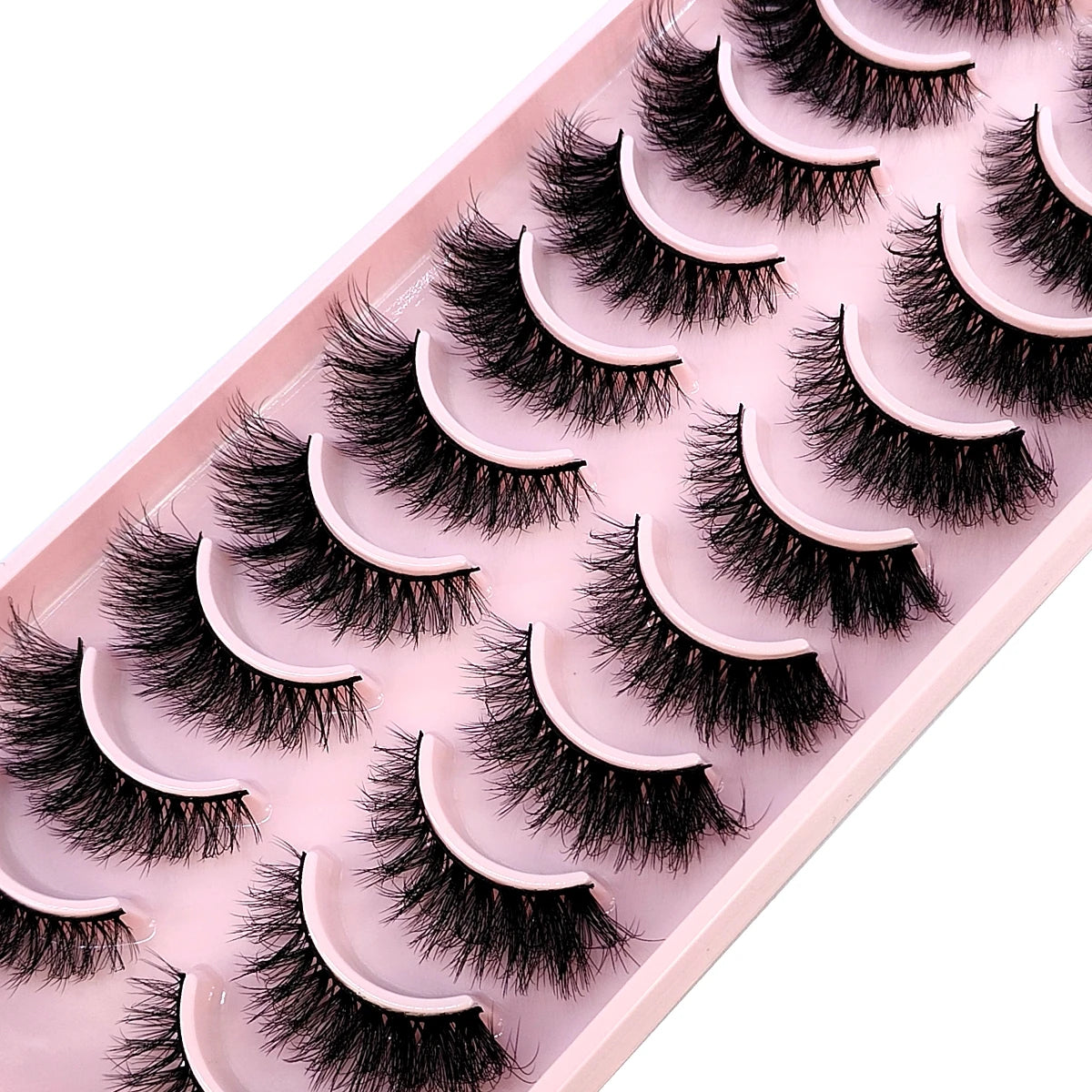 HBZGTLAD 10Pairs 3D Faux Mink Hair False Eyelashes Natural Messy
