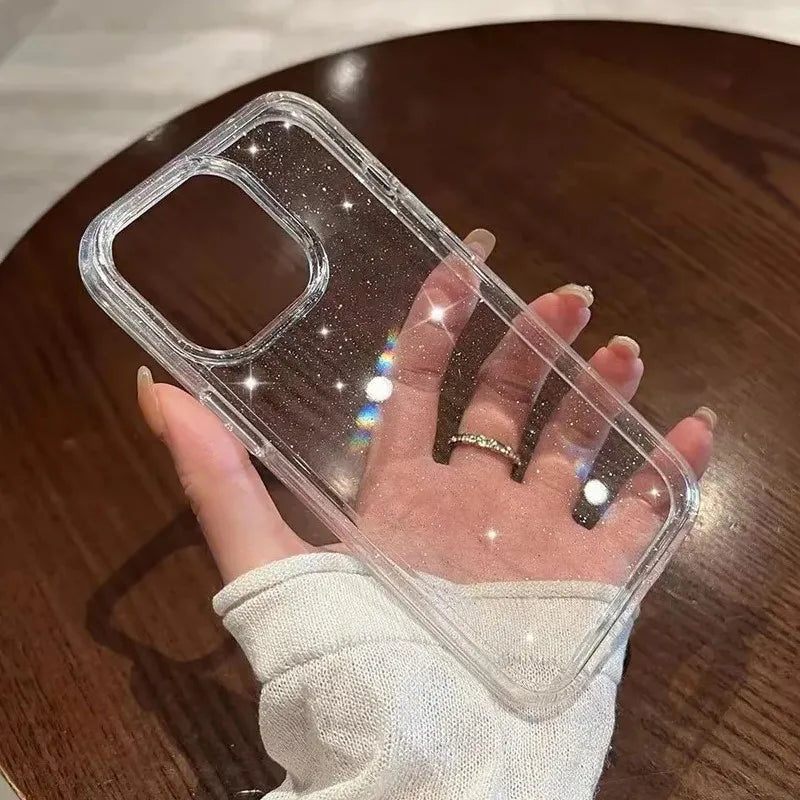 Luxury Bling Glitter Clear Phone Case For iPhone 16 15 14 13 12 11 Pro
