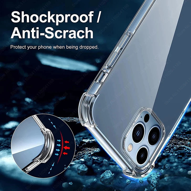 Luxury Shockproof Clear Phone Cases For iPhone 16 15 14 13 12 11 Pro