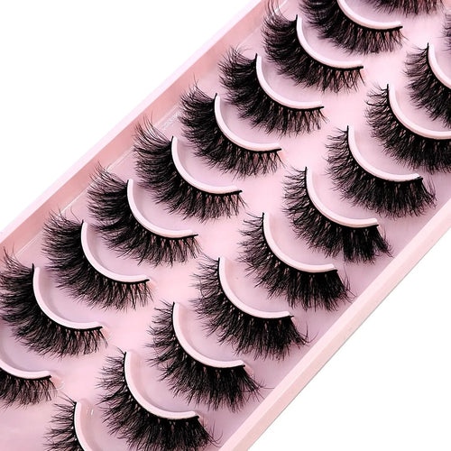 HBZGTLAD 10Pairs 3D Faux Mink Hair False Eyelashes Natural Messy