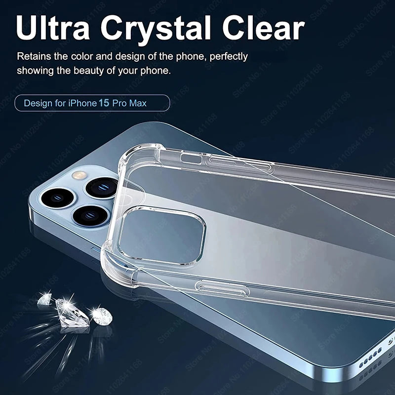 Luxury Shockproof Clear Phone Cases For iPhone 16 15 14 13 12 11 Pro
