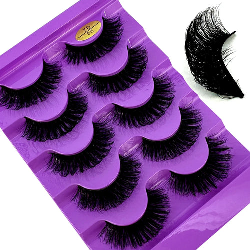 Cat Eye Eyelashes 3D Natural False Lashes D Curl Fluffy Soft Cross 5