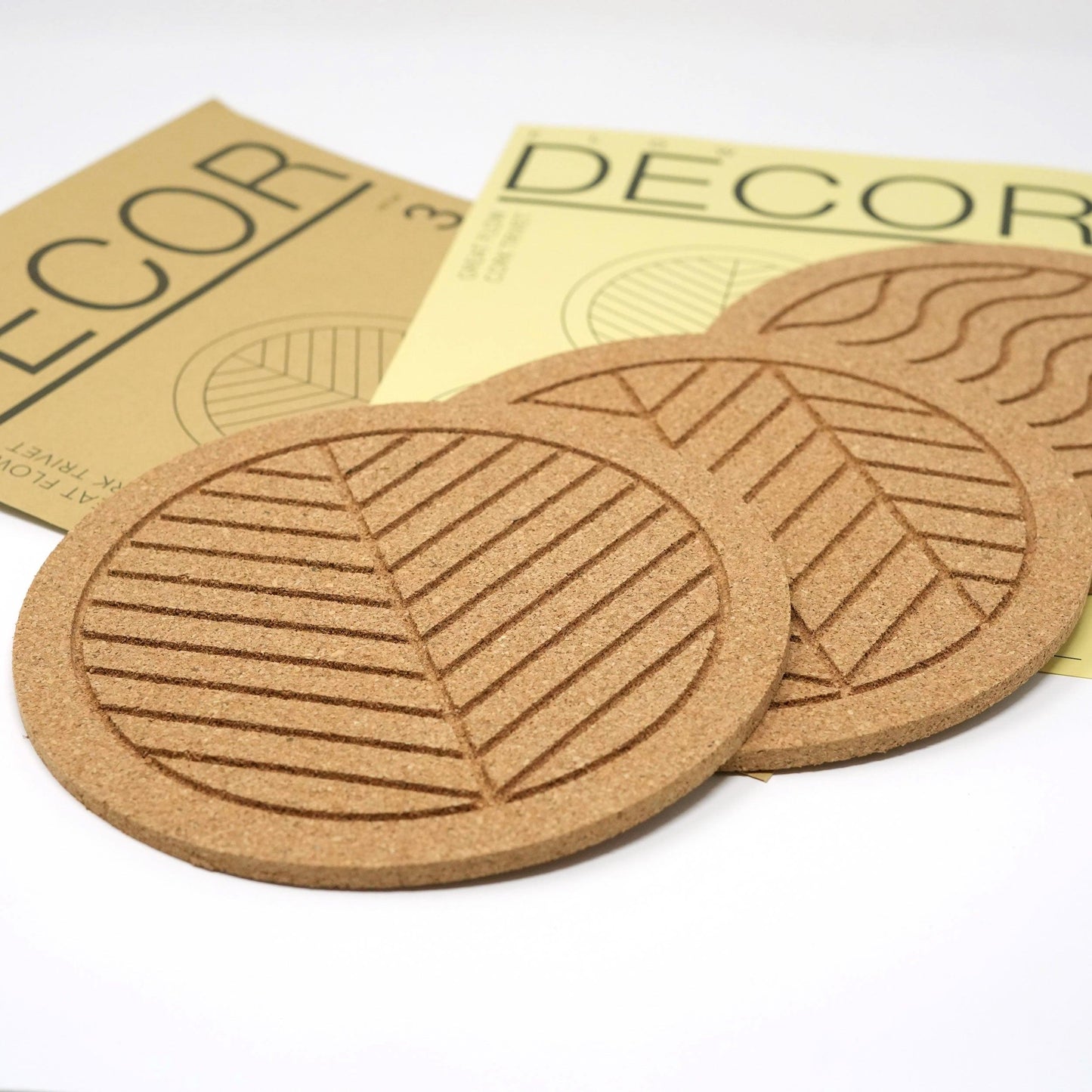 Great Flow - Cork trivet set of 3 pieces, 19 cm cork coasters, nature
