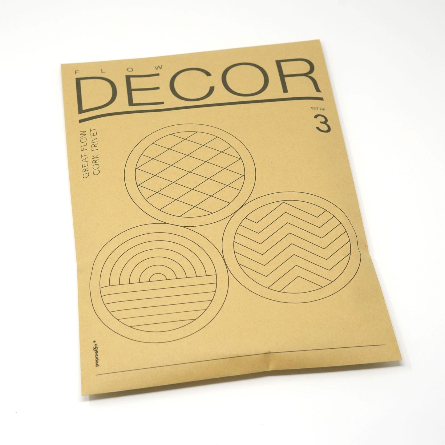 Great Flow - Cork trivet set of 3 pieces, 19 cm cork coasters, nature