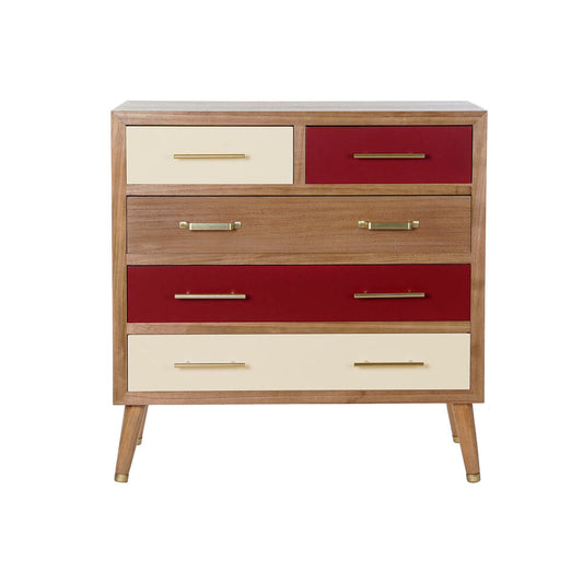 Chest of drawers DKD Home Decor   Natural Metal Cream Maroon Paolownia