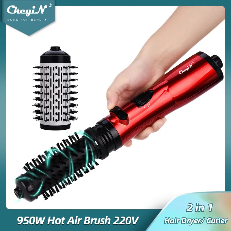 CkeyiN Hair Dryer Brush 2 In 1 Hot Air Spin Brush Curling