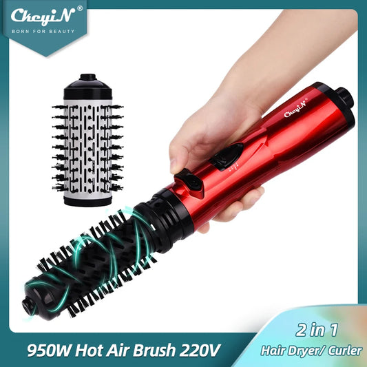 CkeyiN Hair Dryer Brush 2 In 1 Hot Air Spin Brush Curling