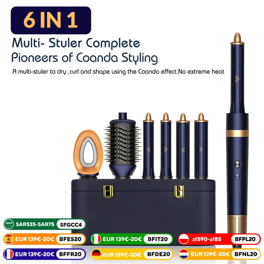 Negative Ion Hair Dryer 6-in-1 Multi-Styler & Waver Styler Hair Curler