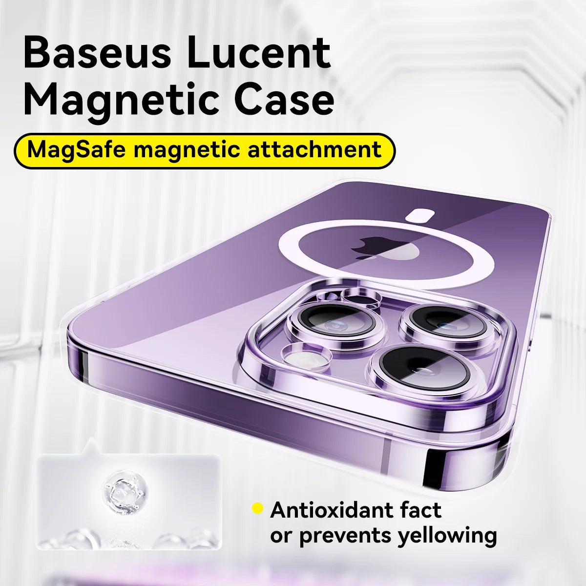 Baseus for iPhone 15 Pro Max Lucent Magnetic Case Hard PC Clear Case