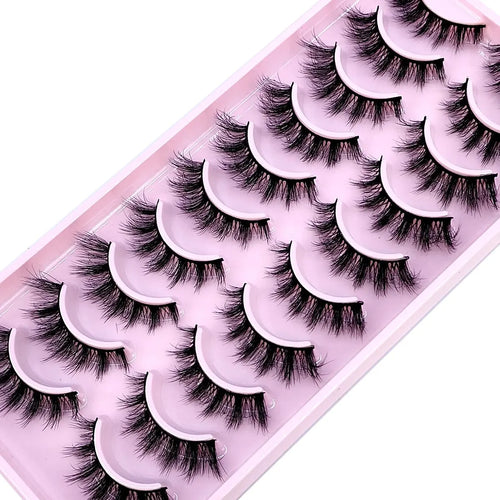 HBZGTLAD 10Pairs 3D Faux Mink Hair False Eyelashes Natural Messy