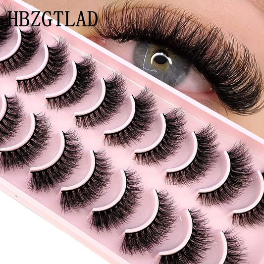 HBZGTLAD 10Pairs 3D Faux Mink Hair False Eyelashes Natural Messy